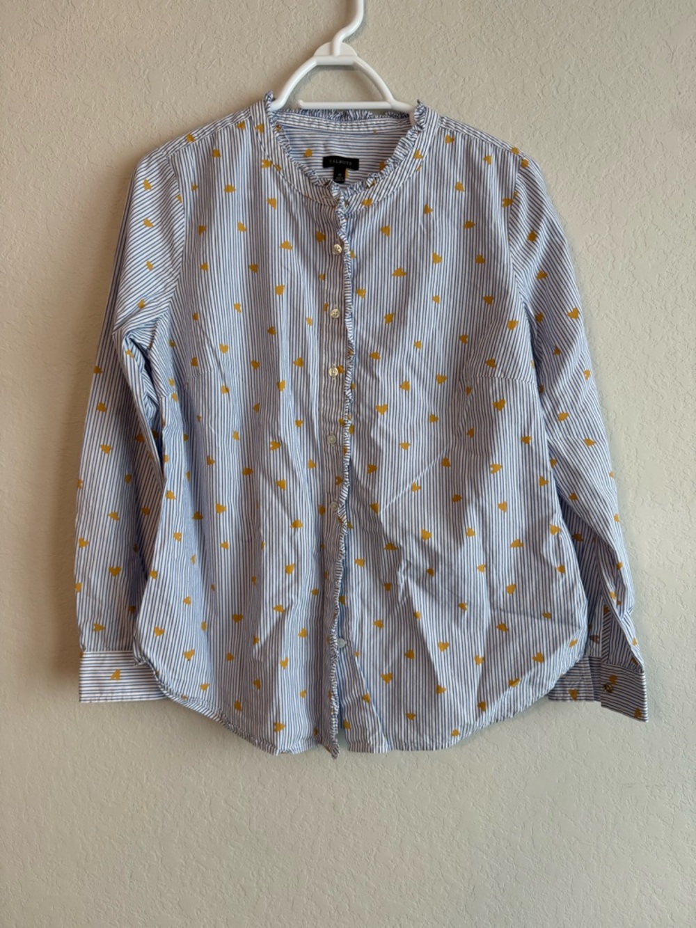 Talbots Striped Heart Button Up